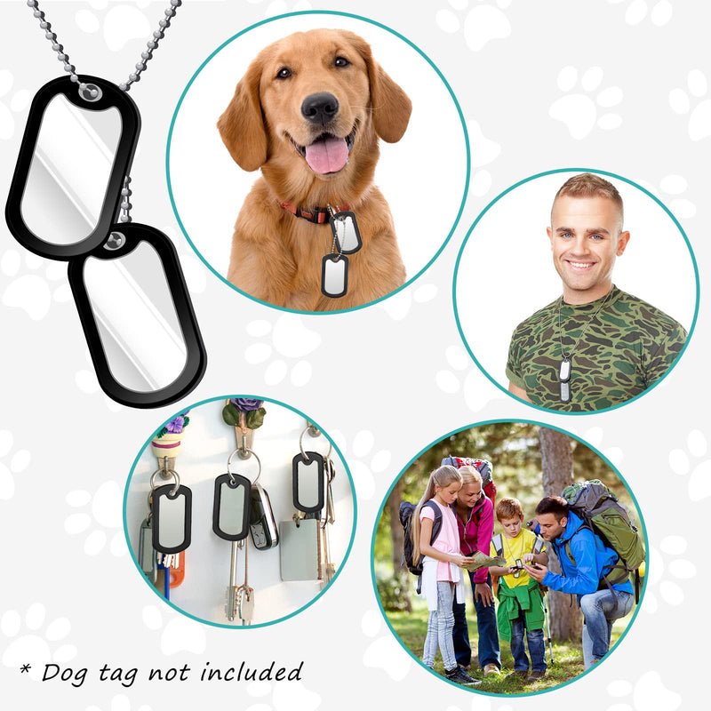 8 Pack Military Style Dog Tag Silencer, Black Silicone Dog Tag Silencer with 4 Dog Tag Chain 2 Sizes for Military ID Tags to Reduce Noise and Tag - BeesActive Australia