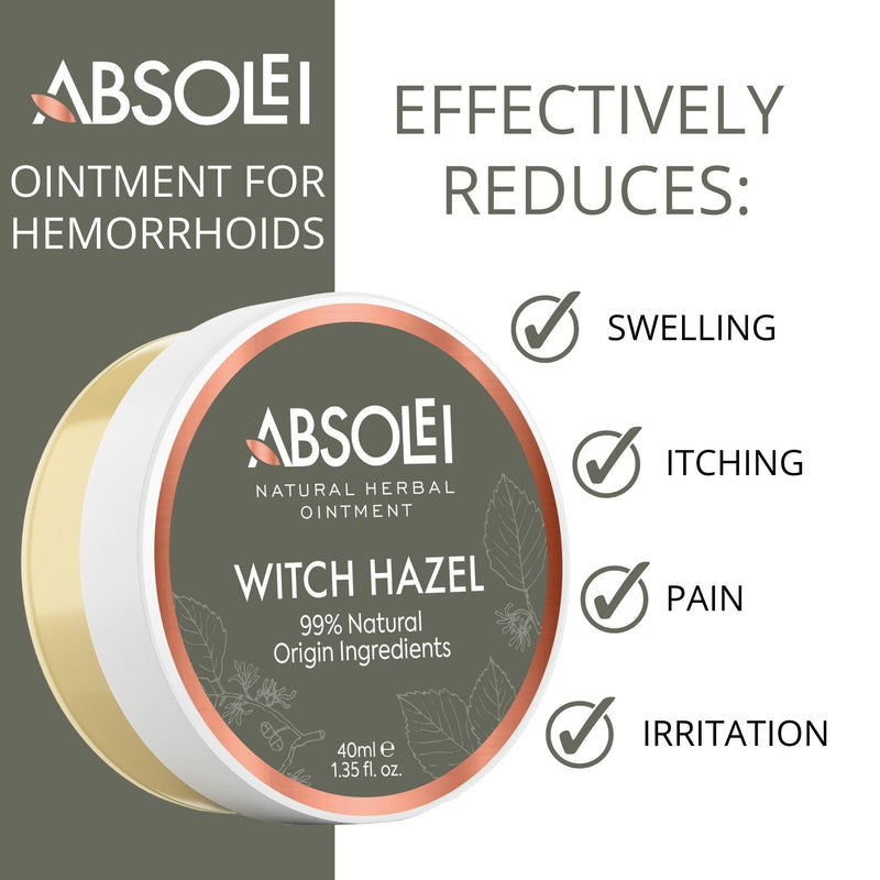Absolei Haemorrhoids Ointment, Natural Witch Hazel Ointment to Soothe The Pain, Swelling and Itching, 40 ml - BeesActive Australia