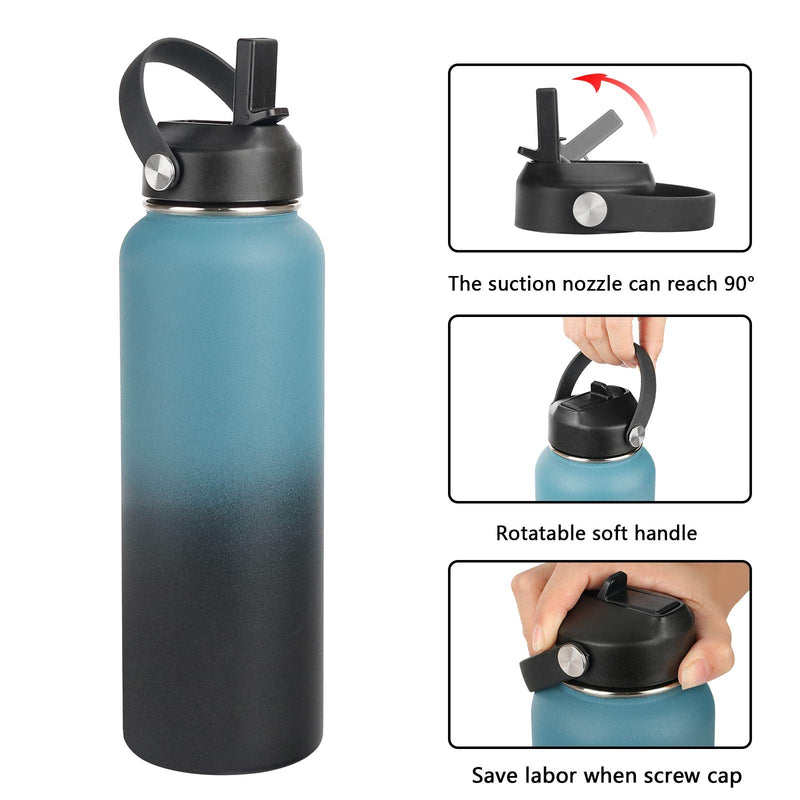 HydroFest Straw lid for Hydroflask Wide Mouth Water Bottle,Straw Lid Flexible Handle Fit Hydro Flask 12 16 18 20 32 40 64 oz,Sports Straw Cap Flip Top Lid Water Bottle Lid Accessories Straw Lid(1pack) - BeesActive Australia