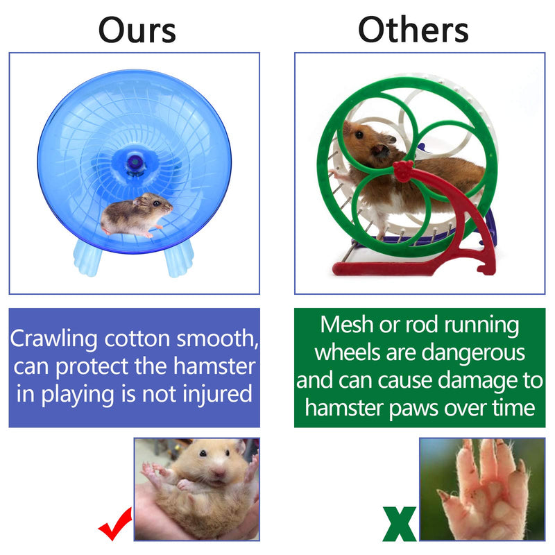 Hamster Wheel Saucer Silent Spinner/ Quiet Exercise Flying Runner for Dwarf Hamster/Gerbil Rat/Small Cage Blue - BeesActive Australia
