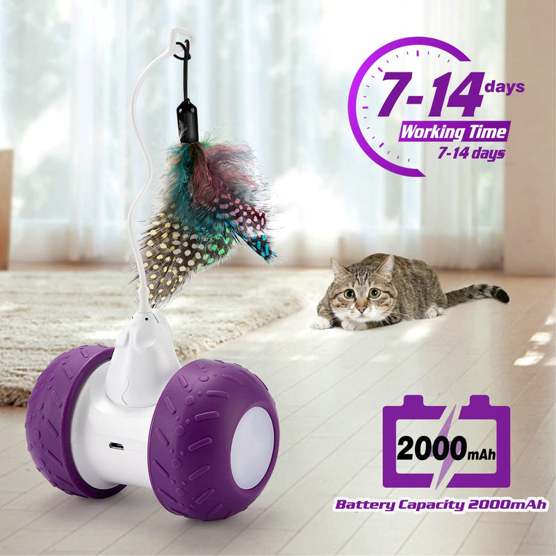 BEBOBLY Automatic Cat Toys Interactive for Indoor Cats, Electric Robotic Kitten Toy for Cat Exercise Chasing Hunting, USB Rechargeable Pet Smart Toys for Play Alone, Self Rotating Spinning Light Purple - BeesActive Australia