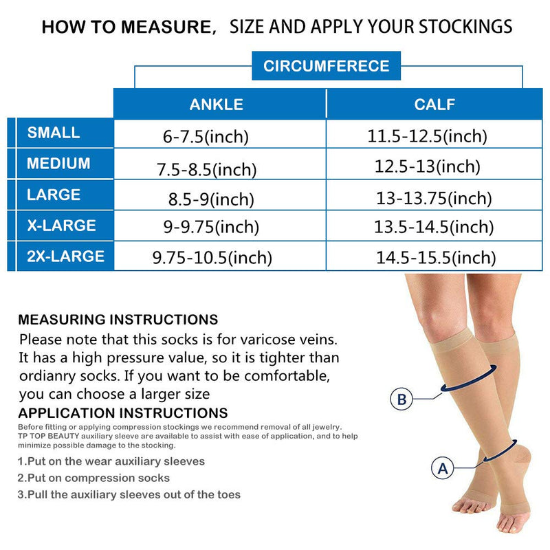 Compression Socks 20-30mmHg Open Toe with Free Auxiliary Wear Socks Sleeve Professional Care for Ankle,Varicose Veins, Calf Edema Pain Relief Suitable for Nurses Maternity Flight Travel Men Women XXL Black-XXL - BeesActive Australia