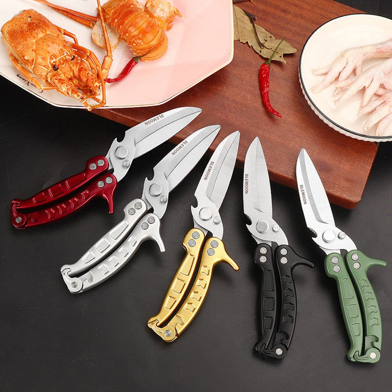 SLEMOON Kitchen Shears Heavy Duty Poultry Shears Meat Cutting Dishwasher Safe and Stainless Food Kitchen Scissors for Chicken Turkey Thanksgiving,Burgundy Burgundy - BeesActive Australia