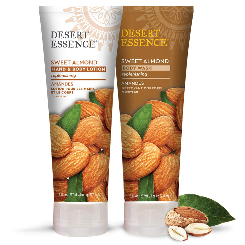 Desert Essence Sweet Almond Hand & Body Lotion - 8 Fl Ounce - Replenishing - Aloe Vera - Shea Butter - Jojoba Oil - Nourishes Dry Skin - Soft & Silky - Vitamin A, B & E - BeesActive Australia