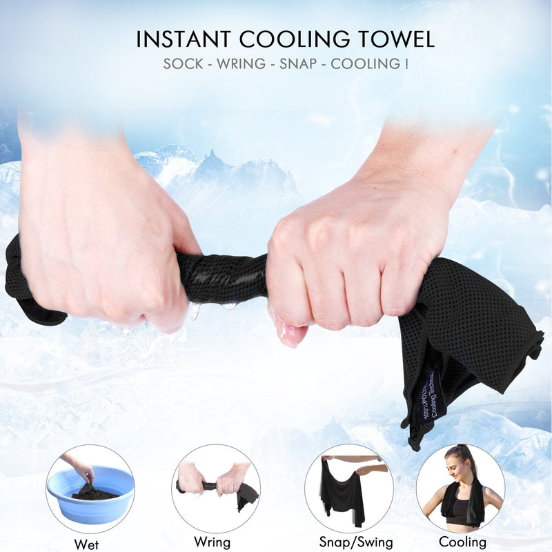 Your Choice Cooling Towel Instant Cool Towel for Sports Workout Gym Golf Yoga Travel Camping and Outdoors, Ideal Cold Towels for Neck Face in Hot Weather 1 Black - BeesActive Australia