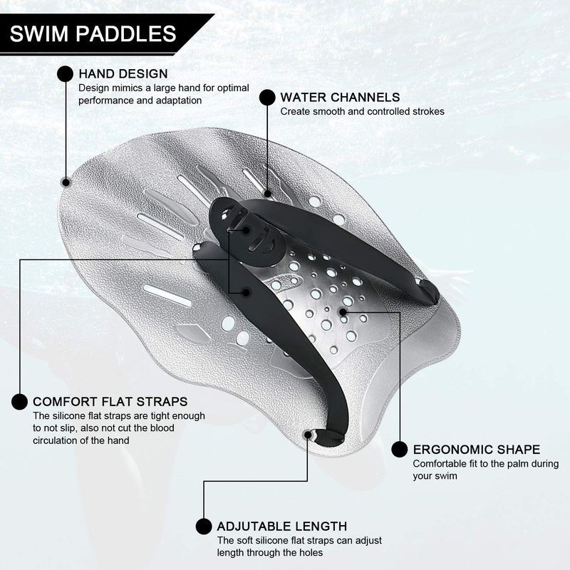 Contour Swim Paddles Hand, Swim Training Hand Paddles with Adjustable Straps, Swimming Hand Paddles for Women and Men high-blue - BeesActive Australia