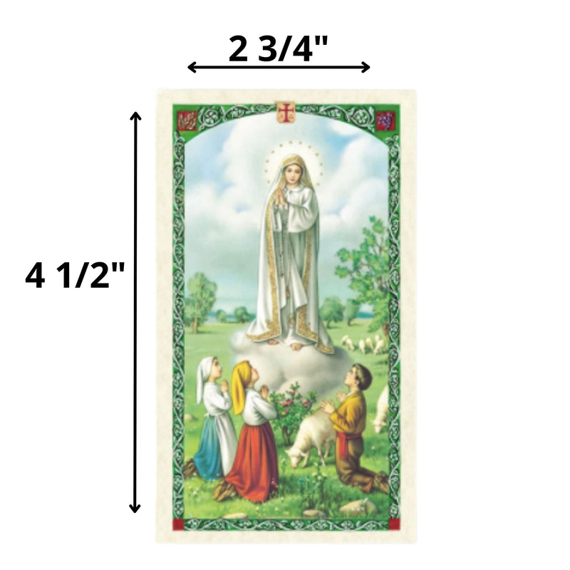 Our Lady of Fatima Laminated Prayer Cards Set of Five Holy Cards - BeesActive Australia