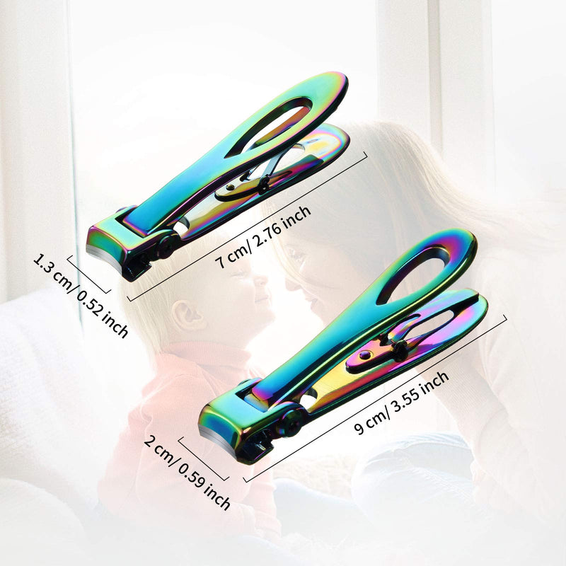 2 Pieces Oversized Thick Nail Clippers for Thick Toenails or Tough Fingernails Rainbow Color Oversized Stainless Steel Toenail Fingernail Clipper Cutter Trimmer for Men, Seniors, Adults, 2 Sizes - BeesActive Australia