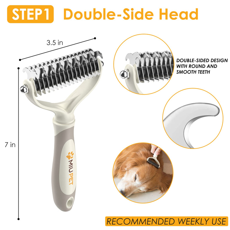 MIU PET Professional Long Haired Dog Grooming Kit - Dog Grooming Brush, Dog Deshedding Brush and Self-Cleaning Slicker Brush for Dogs 3 in 1 Dog Brush Set Gift Box for Long Hair Dogs Owners - BeesActive Australia
