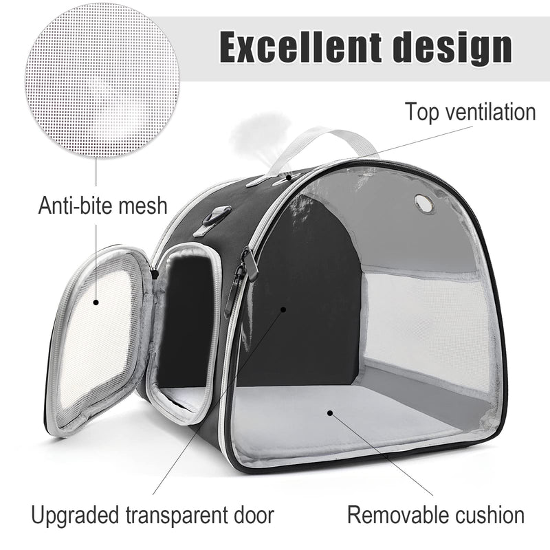 Small Animal Carrier Bag, Upgraded Portable Guinea Pig Carriers for 2, Transparent Hamster Carrying Case, Reptile Rat Rabbit Bearded Dragon Hedgehog Carrier Bag for Travel, Hiking, Walking, Outdoor Black - BeesActive Australia