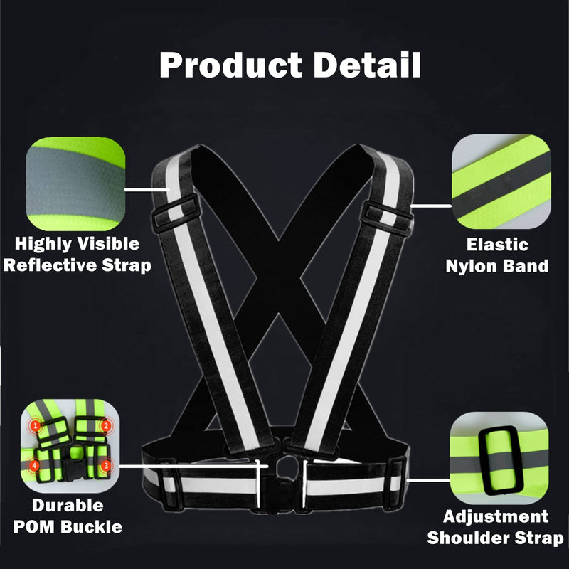 Reflective Vest 2 Pack, High Visibility Reflective Running Gear Safety Vest Straps for Men Women Kids for Night Running Walking Cycling (Black) - BeesActive Australia