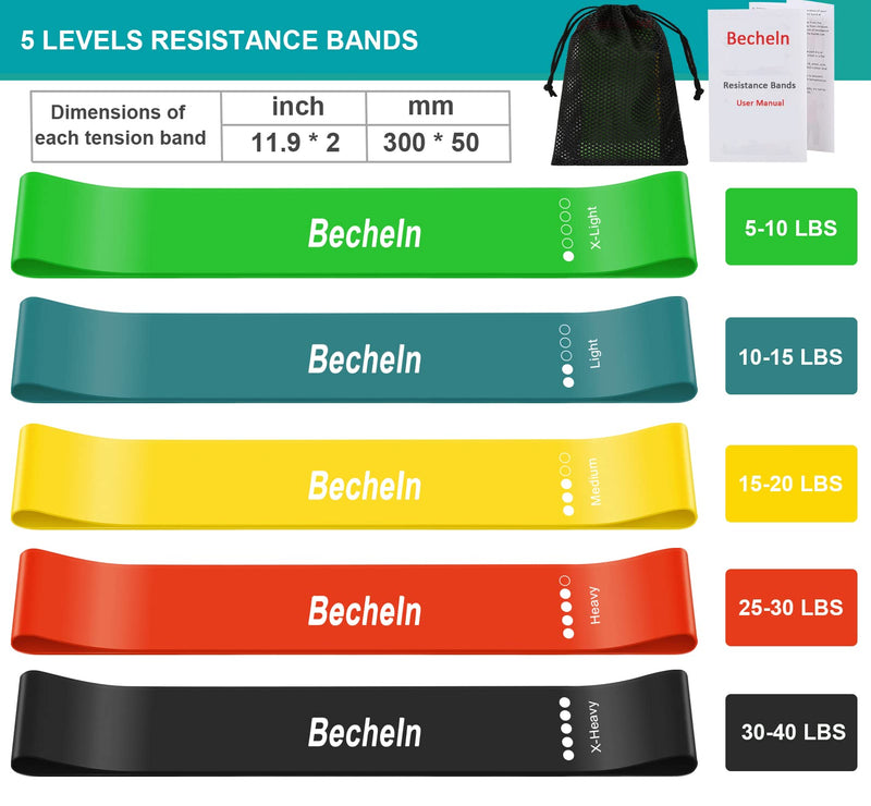 Resistance Band, Exercise Loop Bands for Yoga, Pilates, Fitness and Working Out Resistance Band Regular Color 5-Pack - BeesActive Australia