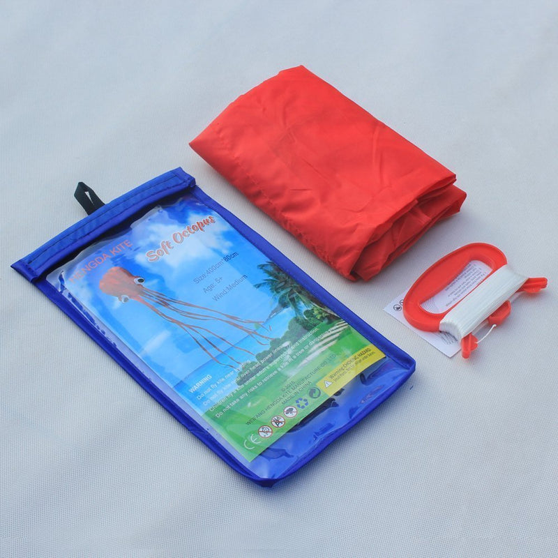 [AUSTRALIA] - HENGDA KITE Software Octopus Flyer Kite with Long Colorful Tail for Kids, 31-Inch Wide x 157-Inch Long, Large, Red All Red 