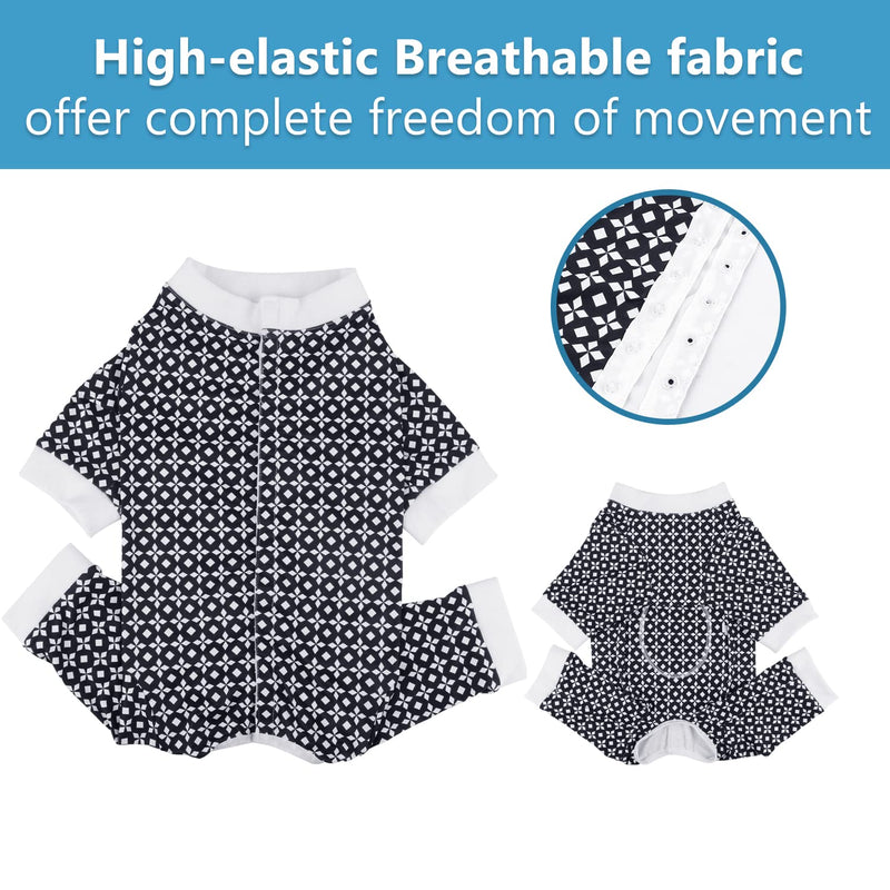 Etdane Small Dog Onesies Surgical Recovery Suit Long Shirt Pet Cold Weater Vest for Home Outdoor Medium Black/White Flower - BeesActive Australia