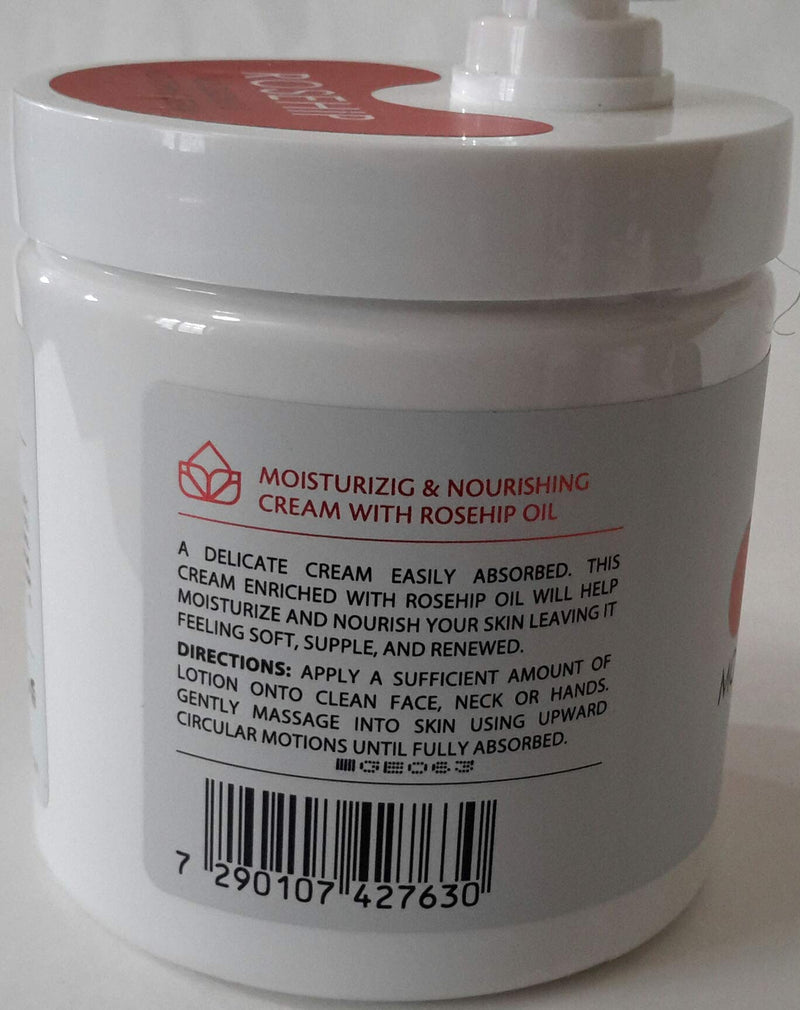 CRYSTAL LINE SKIN CARE ROSEHIP MOISTURIZING & NOURISHING CREAM for Luscious, Softer and Healthier Looking Skin - Professional Size - 16.9 FL OZ/500 ML (Made in Israel) - BeesActive Australia