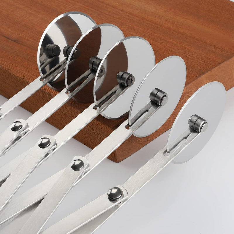 5 Wheel Pastry Cutter Stainless Steel Dough Cutter Expandable Pasta Cutter Roller Knife Multi-Round for Noodle Pizza Pie Crust Baking Cookie Divider 5 Wheel - BeesActive Australia