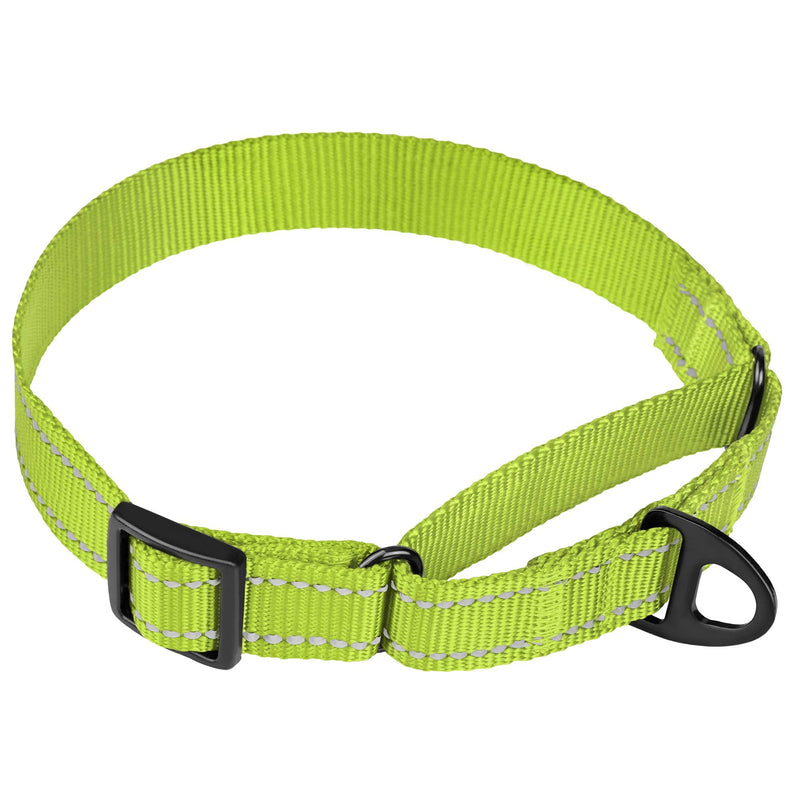 CollarDirect Reflective Martingale Dog Collar Nylon Heavy Duty Training Pet Collars for Small Medium Large Dogs Puppy Pink Orange Black Blue 13-18 Inch Lime Green - BeesActive Australia