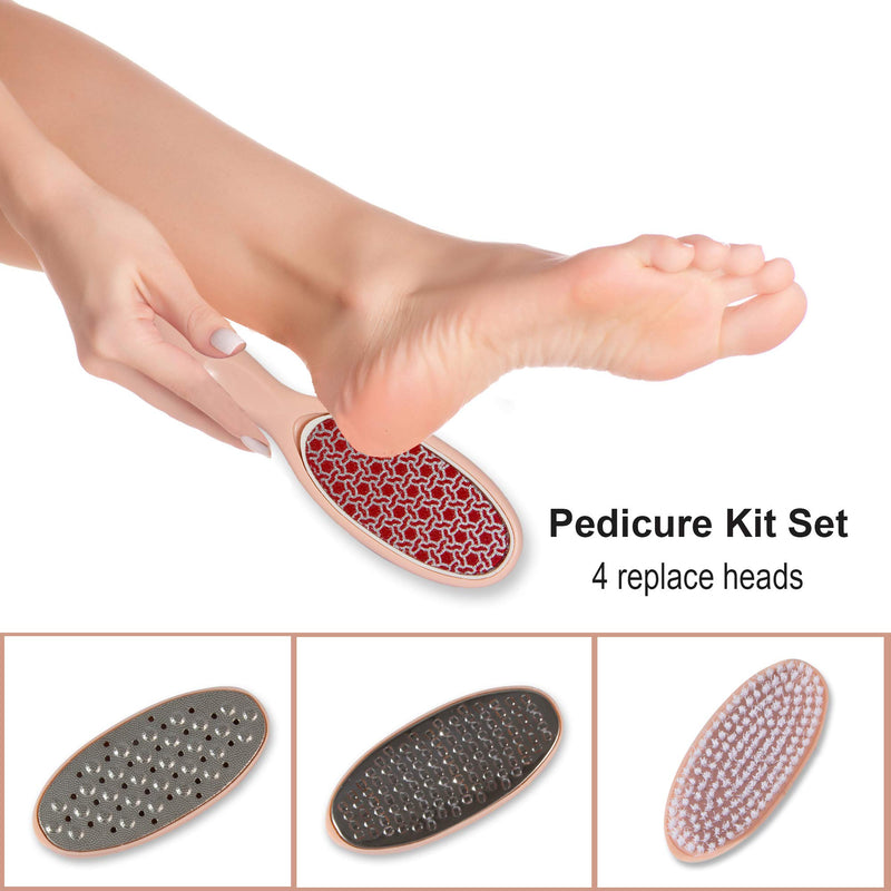 [2021 Upgrade] Nano Glass Foot Rasp Callus Remover - 4 in 1 Professional Rough Pedicure Foot File Foot Brush with 4 Replace Heads for Smoothing & Softening Skin - BeesActive Australia