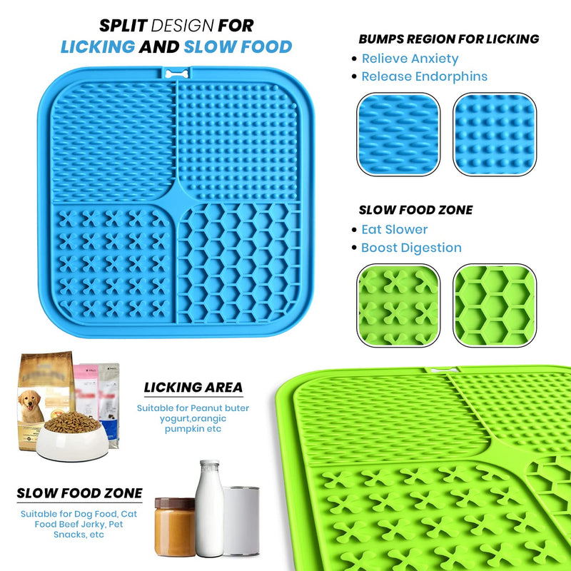 Lick Mat for Dogs - 2pcs Dog Slow Feeder Licking Mat - Silicone Lick Pad with Suction Cups for Dog Anxiety Relief, Boredom Reducer - Perfect for Food, Treats, Yogurt, or Peanut Butter - BeesActive Australia