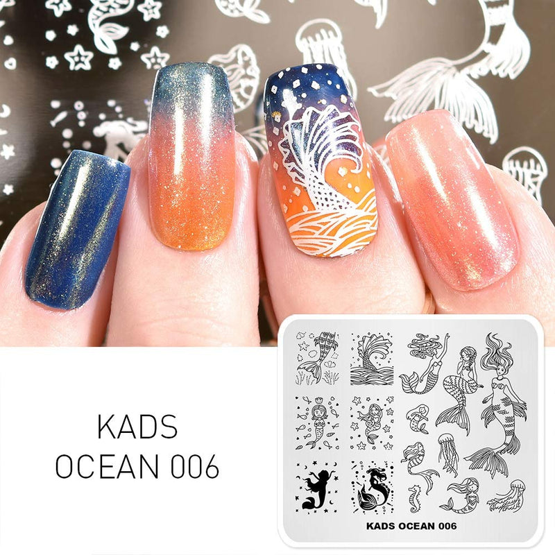 KADS Stamping Plates for Nail Art Ocean Mermaid Template Image Plate Stencil Nails Tool(OC006) OC006 - BeesActive Australia