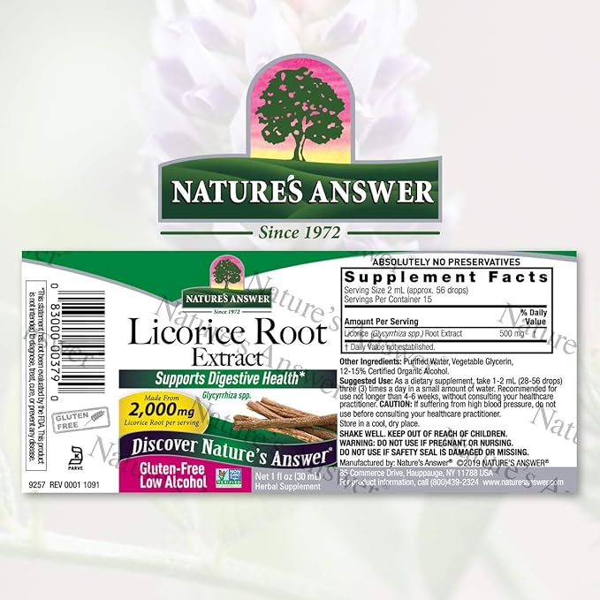 Nature's Answer Licorice Root Alcohol Free 30ml - BeesActive Australia