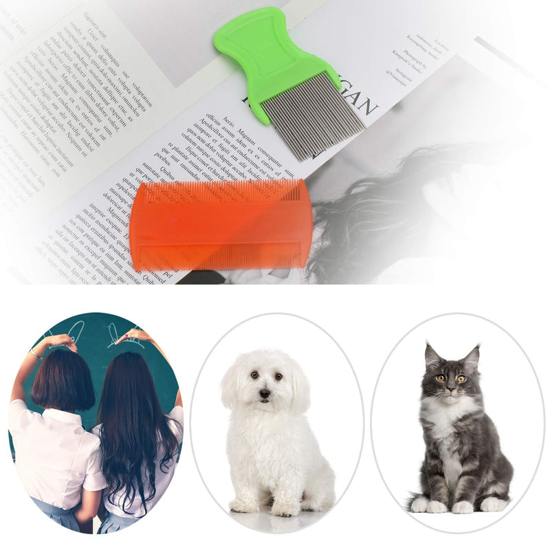 MWOOT 6 Pieces Pet Hair Nit Lice Combs Set,Stainless Steel Metal Nit Comb Dandruff Flakes Removal Double Sided Teeth Comb - BeesActive Australia
