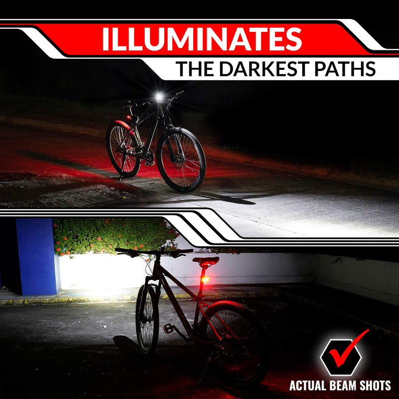 GearLight Rechargeable Bike Light Set S400 - Reflectors Powerful Front and Back Lights, Bicycle Accessories for Night Riding, Cycling - Headlight Tail Rear for Kids, Road, Mountain Bikes - BeesActive Australia