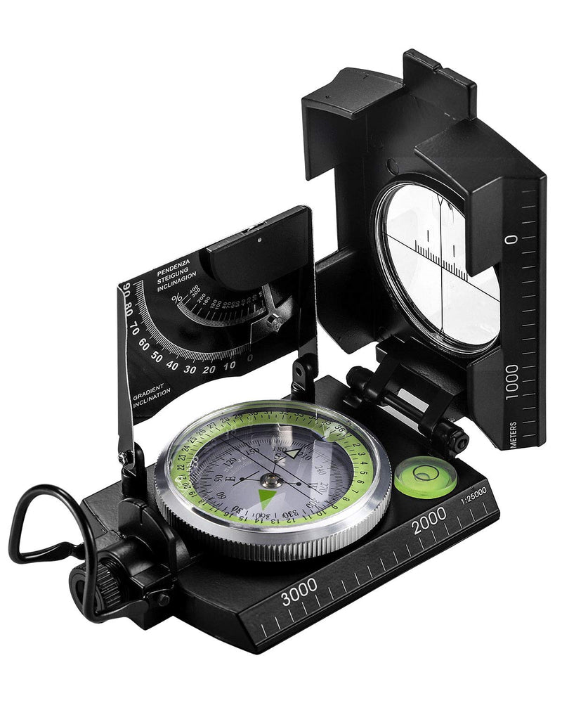 Eyeskey Multifunctional Military Metal Sighting Navigation Compass with Inclinometer | Impact Resistant & Waterproof Compass for Hiking, Camping, Boy Scout Black - BeesActive Australia