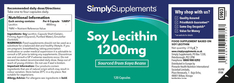 Soy Lecithin Capsules 1200mg | 120+120 (240) Capsules | Manufactured in The UK 240 Count (Pack of 1) - BeesActive Australia