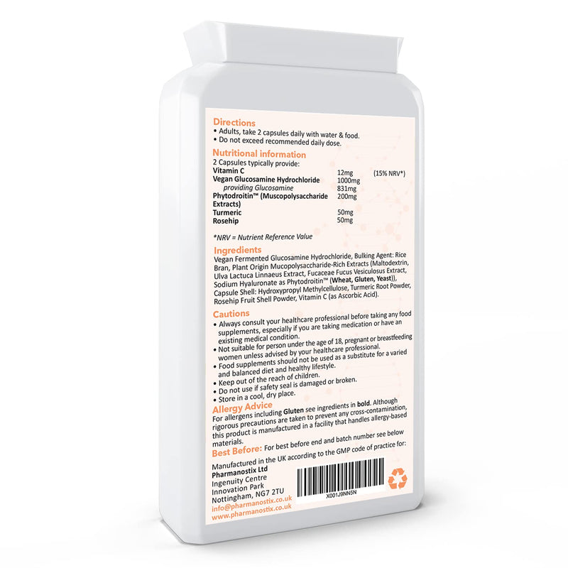 Vegan Glucosamine Phytodroitin Complex 90 Capsules - with Plant Based Chondroitin, Turmeric, Rosehip and Vitamin C to Support Cartilage and Bones - BeesActive Australia