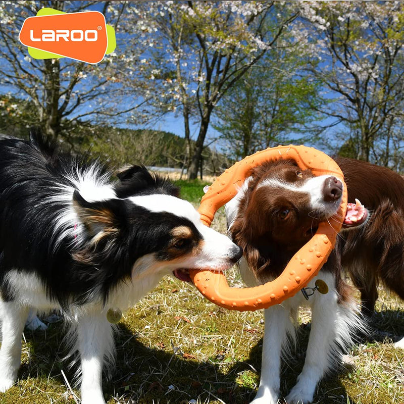 LaRoo Dog Flying Ring Toys, Floating Flying Dog Disc Toys, Summer Pet Training Outdoor Durable Chew Toys for Medium and Large Dogs Orange-L - BeesActive Australia