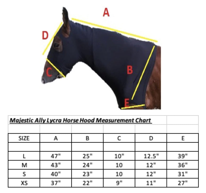 Majestic Ally Stretch Lycra Horse Hood with Zipper Medium Royal Blue - BeesActive Australia