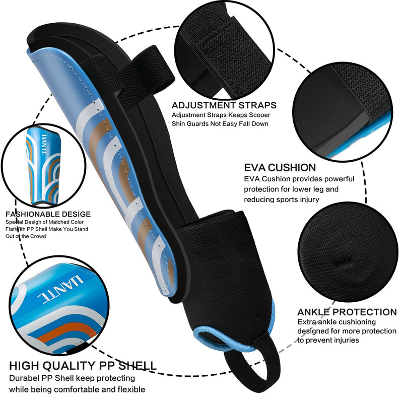 Uantc Shin Guards - Soccer Shin Guards Cushion Protection Reduce Shocks and Injuries - Calf Protective Gear Shin Guards for Kids/Adult - Shin Guards Soccer Youth for Boys/Girls Blue Medium - BeesActive Australia