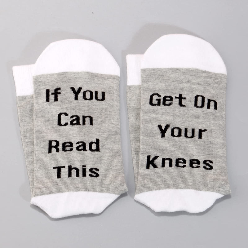 LEVLO Funny BDSM Gifts If You Can Read This Get On Your Knees Socks Sub And Dom Lovers Gifts 2 Pairs-mid Calf - BeesActive Australia