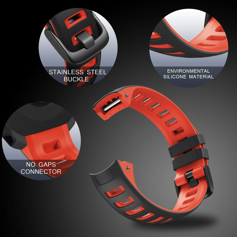 NotoCity for Garmin Instinct Band Silicone Replacement Watch Band Compatible with Garmin Instinct 2/ Solar/ Tactical(black-red) black-red - BeesActive Australia