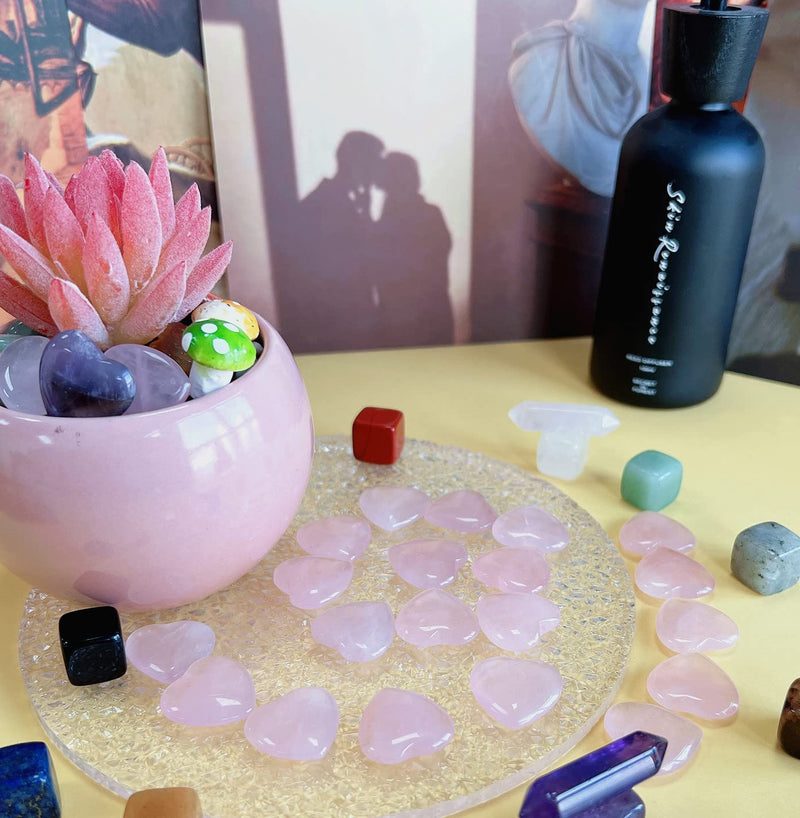 XIANNVXI 20 Pcs Rose Quartz Crystal Heart Stones Healing Crystals Gemstones Reiki Palm Stones for Meditation Energy Balancing - BeesActive Australia