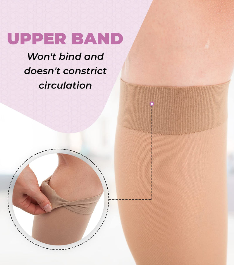 GABRIALLA Sheer Knee High Compression Stockings for Women, Medical Grade Calf Knee Highs, Graduated Firm Compression 23-30 mmHg, Improve Blood Circulation, Prevent & Treat Varicose Veins, Close Toe Medium Beige - BeesActive Australia