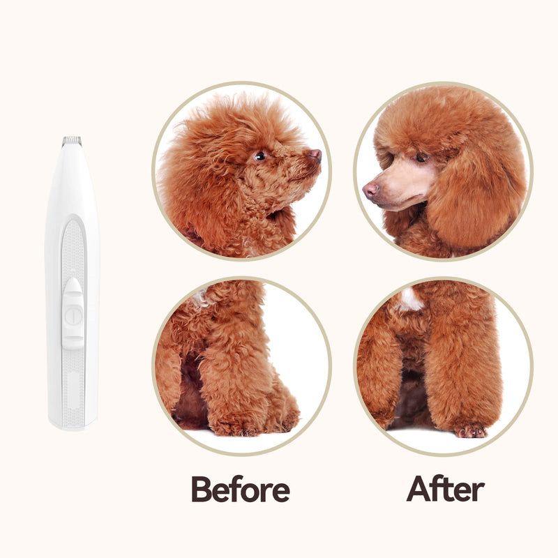 PAWBBY Dog Paw Trimmer, Low Noise Cordless Electric Shaver Grooming Clippers for Trimming Small Dogs and Cats Hair Around Face, Paw Pads, Eyes, Ears, Rump - BeesActive Australia