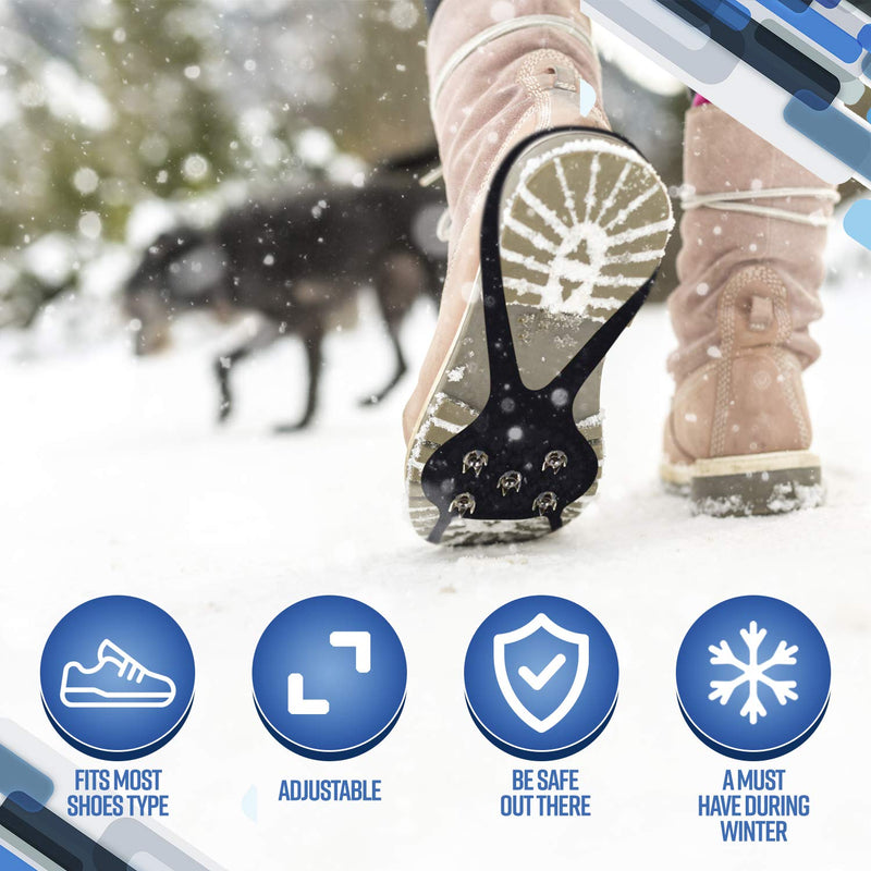 Perfect Life Ideas Ice Grippers Cleats for Shoes and Boots - 2 Pack Anti Slip Shoe Grip Crampons Spikes for Snow and Ice Make Winter Walking Safer and Provide Stability for Both Men and Women - BeesActive Australia