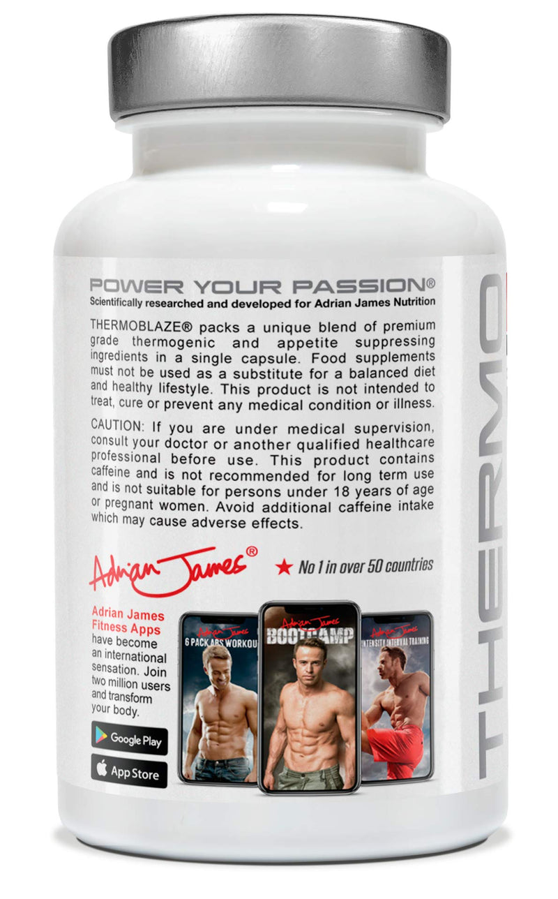 Adrian James Nutrition - Thermoblaze Thermogenic Fat Burner for Men & Women, Weight Loss Diet Pills, Premium Grade UK Made, Quality Assured, Natural Ingredients, 90 Capsules - BeesActive Australia