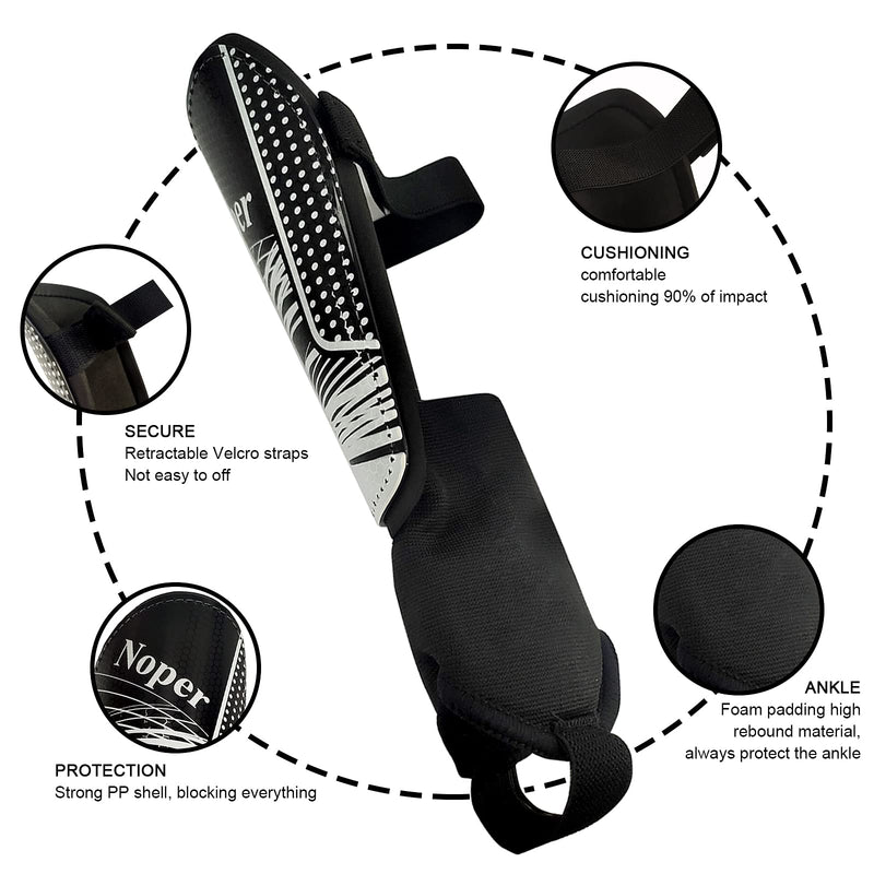 Soccer Shin Guards for Kids Youth, Shin Guard and Shin Guard Sleeves for Boys and Girls for Football Games EVA Cushion Protection Reduce Shocks and Injuries C-black+white Large - BeesActive Australia