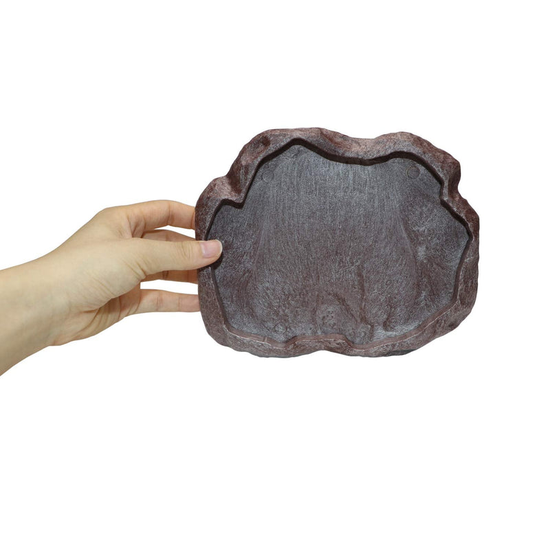 Wontee Reptile Food Water Dish Leopard Gecko Resin Feeder Bowl for Lizard Chameleon Iguana Bearded Dragon Ball Python Hermit Crab Turtle Tortoise Brown - BeesActive Australia