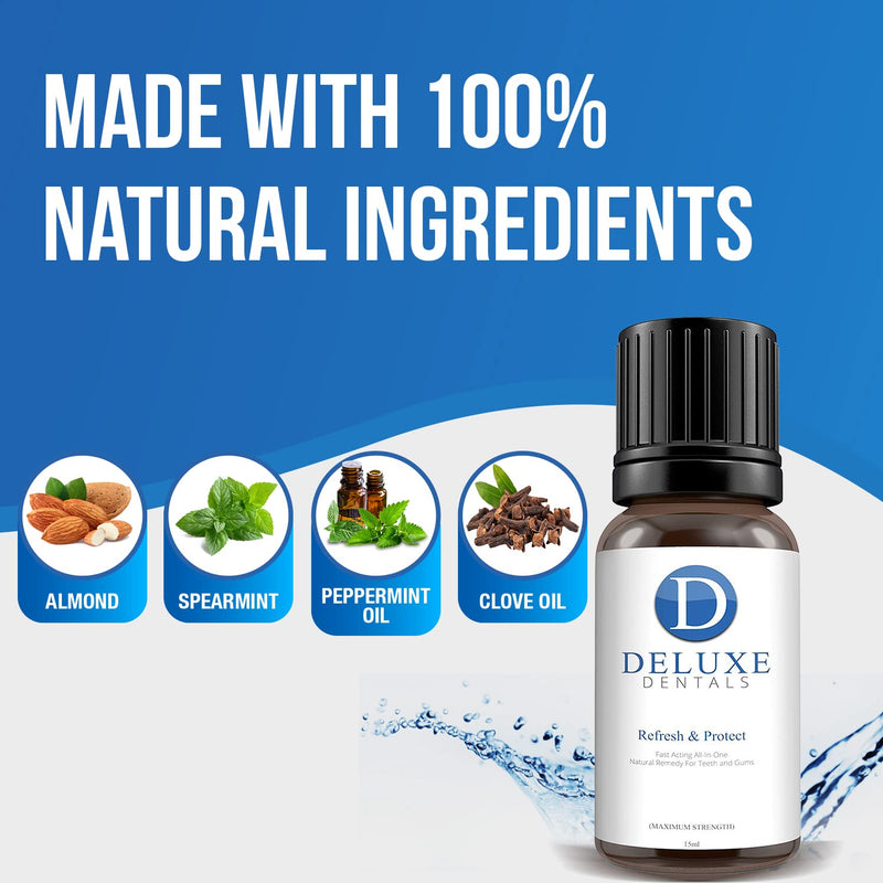 Deluxe Dentals Fast Acting Pure Botanical Oils Remedy for Teeth and Gums, Gum Disease Treatment for Adults, Toothache Treatment Clove Oil for Toothache, 15 ml (Pack of 1) - BeesActive Australia