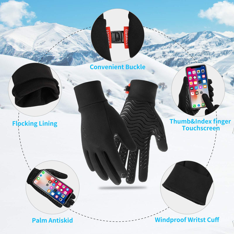 Eadali Winter Gloves Warm Touchscreen Gloves Lightweight Windproof Running Mittens Liners for Driving Training Fitness Exercise Small Black-a - BeesActive Australia