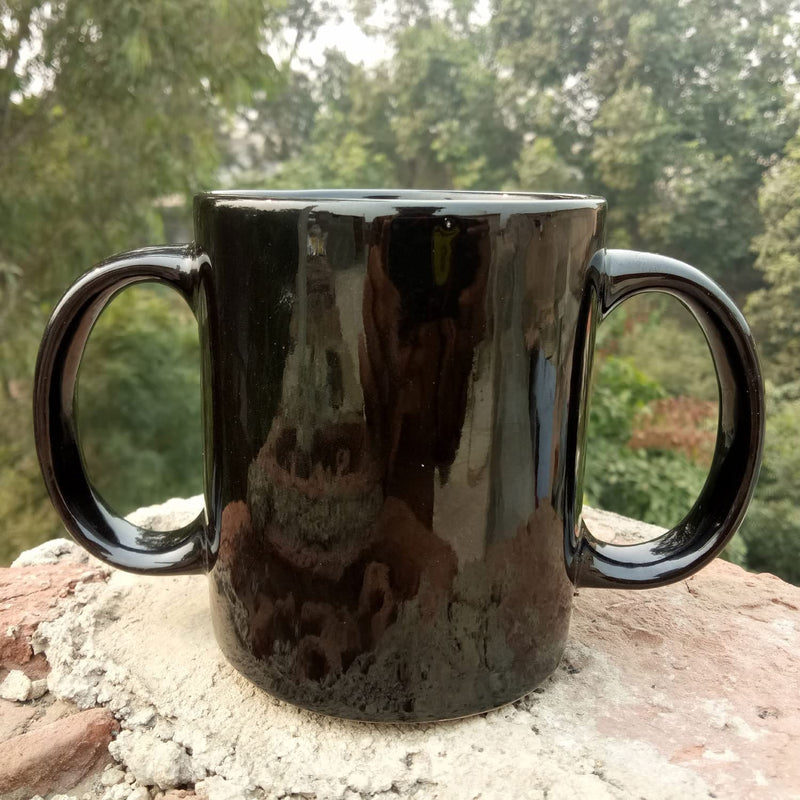 AncientImpex Ceramic Dual Handle Mug for Secure Hold | BPA-Free Double Handled Mugs to Aid Tremors 11.83 US Fl. Oz. (350 Ml), Black - BeesActive Australia