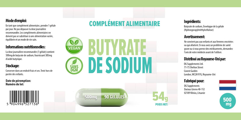 Hepatica Sodium Butyrate 500mg 90 Vegan Capsules 385mg Butyric Acid, 3rd Party Lab Tested, High Strength Supplement, Gluten and GMO Free - BeesActive Australia