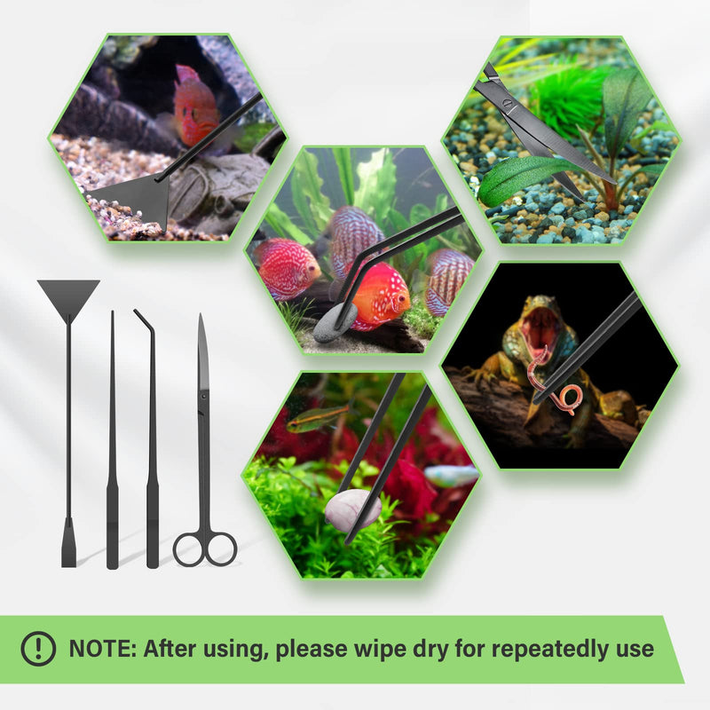 Simple Deluxe Aquarium Aquascape Tools Kit, 4 in 1 Anti-Rust Aquatic Plant Aquascaping Tool Stainless Steel Tweezers Scissors Spatula Set for Aquarium Tank Clean, Fish Tank, Bonsai, Algae Scrapers 4 in 1 Kit - BeesActive Australia