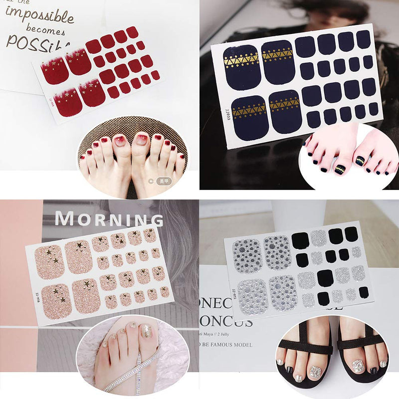 SILPECWEE 8 Sheets Toe Nail Polish Strips Stickers Tips and 1Pc Nail File Glitter Adhesive Nail Art Decals Wraps Manicure Accessories for Women NO2 - BeesActive Australia
