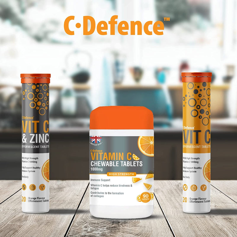 High Strength Drinkable Vitamin C 1000mg - VIT C Supplement - Contributes to The Maintenance of a Normal Immune System - Vitamin C Drink Orange Flavour - 20 Tablet Tube (Pack of 2) 20 Count (Pack of 2) - BeesActive Australia