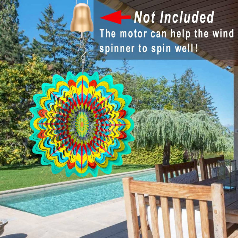 Wind Spinner Mandala 12 inches: 3D Metal Wind Spinners Outdoor Hanging, Spinfinity Designs Colorful Bursts Floral Wind Spinners for Yard and Garden, Stainless Steel Metal Yard Art - BeesActive Australia